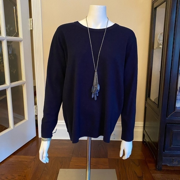 Sandro Paris NavyCashmere Crossover Back Anita Top - Picture 1 of 8
